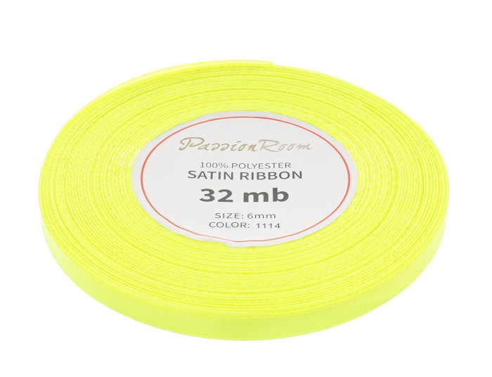 Wstążka satynowa 6mm 32mb neonowa limonkowa