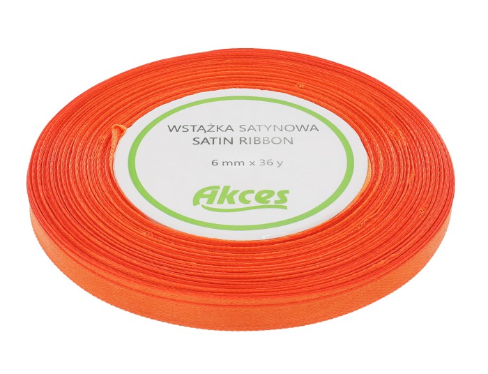 Wstążka satynowa 6mm ciemnopomarańczowa
