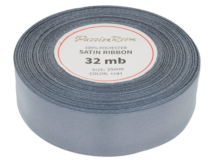 Wstążka satynowa 25mm 32mb stalowa