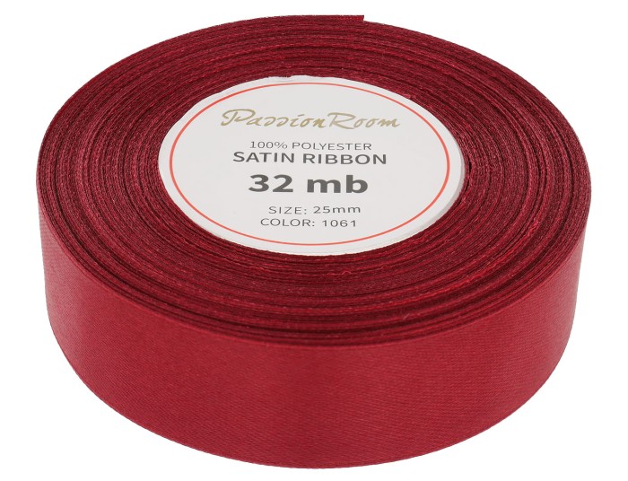 Wstążka satynowa 25mm 32mb burgundowa