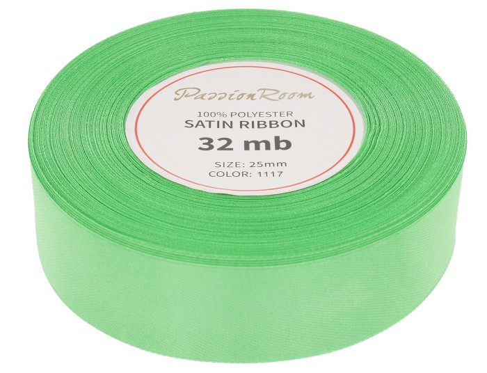 Wstążka satynowa 25mm 32mb jasnozielona