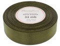 Wstążka satynowa 25mm 32mb oliwkowa