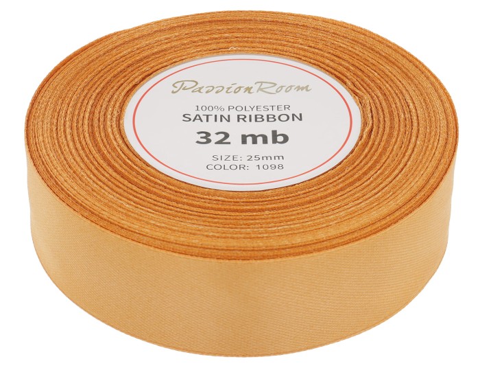Wstążka satynowa 25mm 32mb miedziana