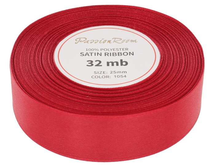 Wstążka satynowa 25mm 32mb bordowa