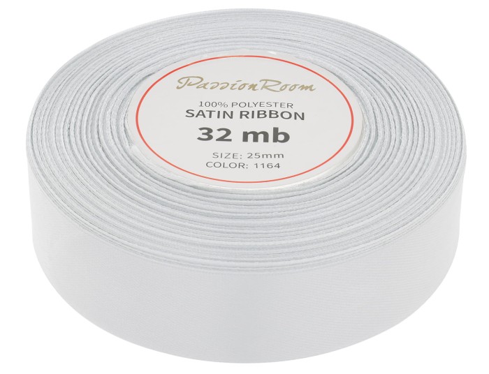Wstążka satynowa 25mm 32mb srebrna
