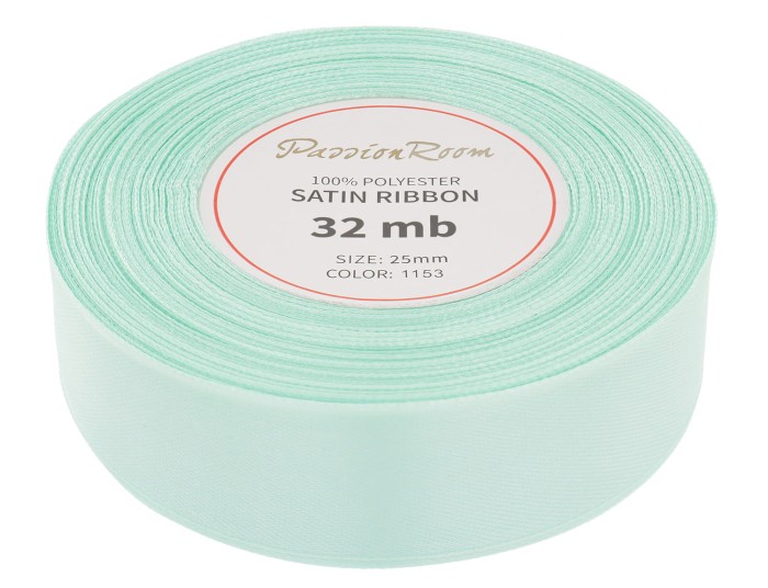 Wstążka satynowa 25mm 32mb miętowa