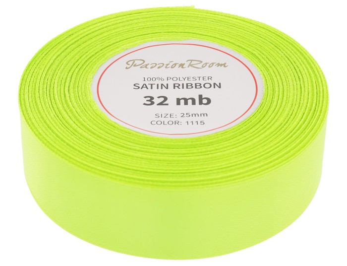 Wstążka satynowa 25mm 32mb limonkowa