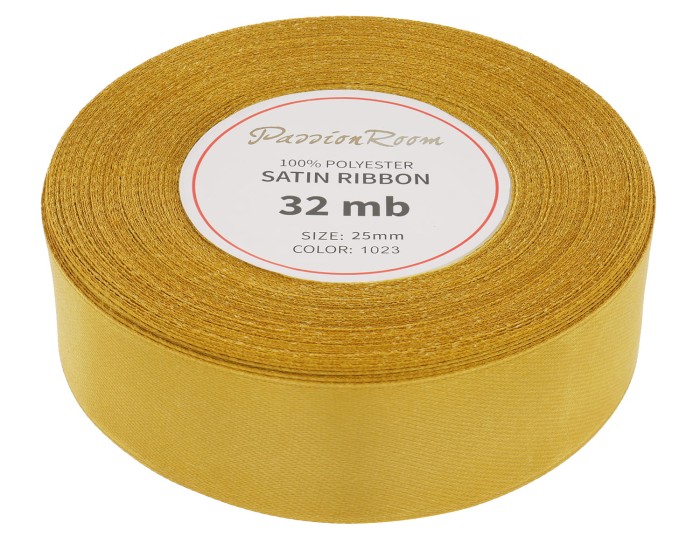 Wstążka satynowa 25mm 32mb złota