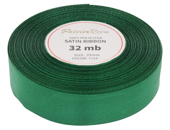 Wstążka satynowa 25mm 32mb ciemna zielona