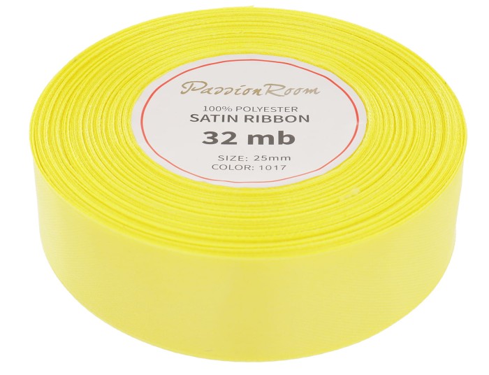 Wstążka satynowa 25mm 32mb cytrynowa