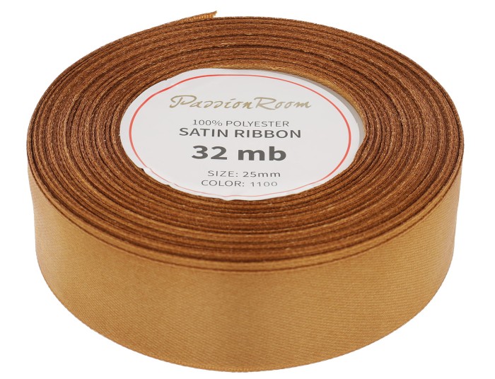 Wstążka satynowa 25mm 32mb cynamonowa