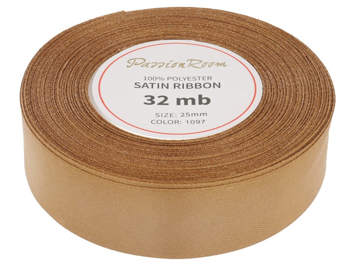 Wstążka satynowa 25mm 32mb orzechowa