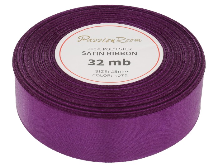 Wstążka satynowa 25mm 32mb bakałażanowa