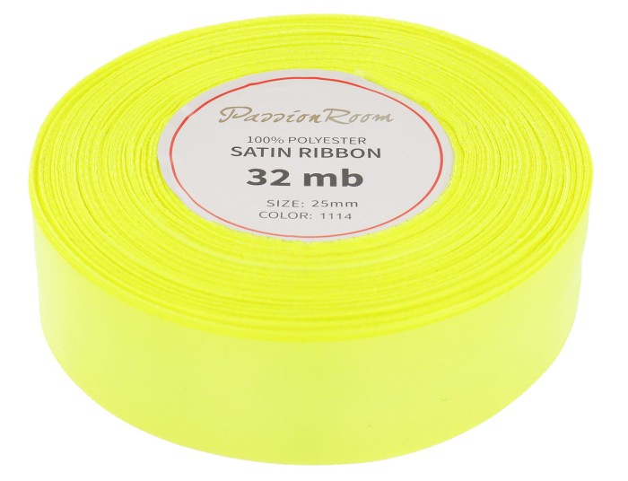 Wstążka satynowa 25mm 32mb neonowa limonkowa