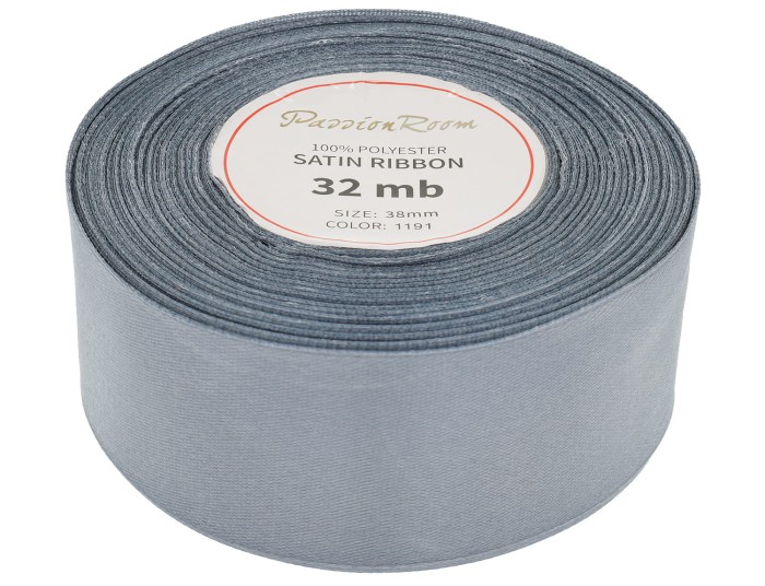 Wstążka satynowa 38mm 32mb stalowa