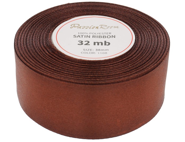 Wstążka satynowa 38mm 32mb brązowa