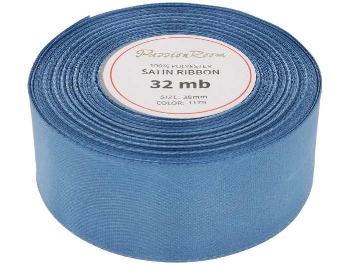 Wstążka satynowa 38mm 32mb niebieski dżinsowy