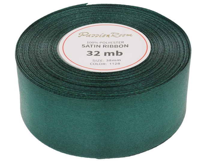 Wstążka satynowa 38mm zieleń butelkowa