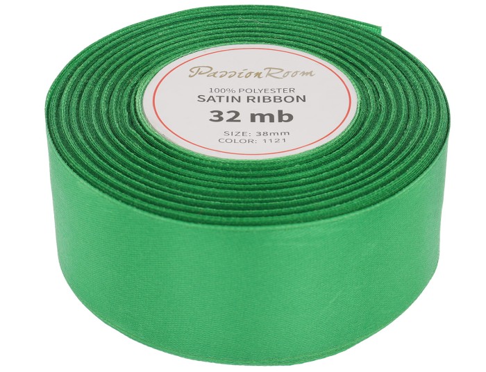 [838028] Wstążka satynowa 38mm 32mb zielona