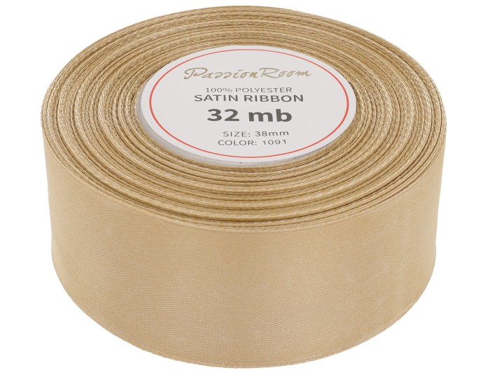 Wstążka satynowa 38mm 32mb bladozłota