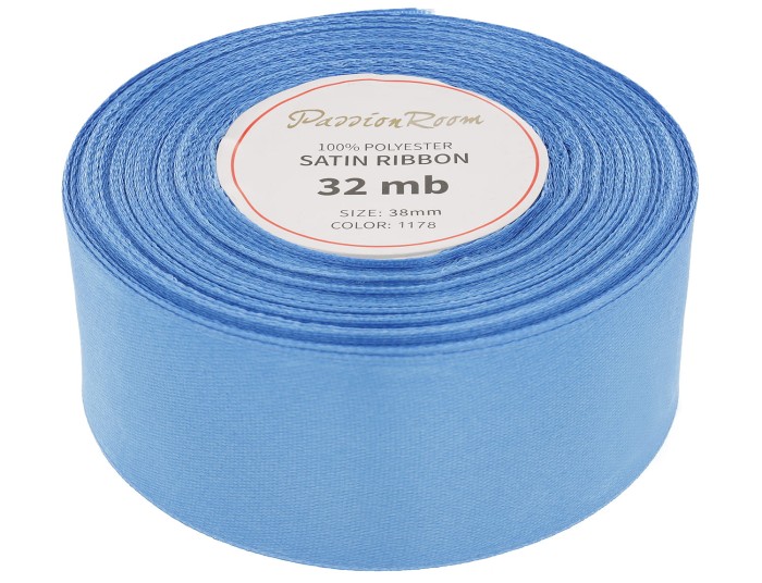 Wstążka satynowa 38mm 32mb niebieska