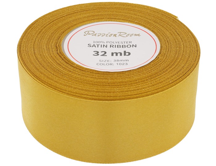 Wstążka satynowa 38mm 32mb złota