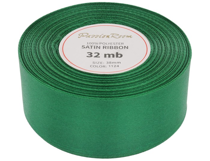 Wstążka satynowa 38mm 32mb ciemna zielona