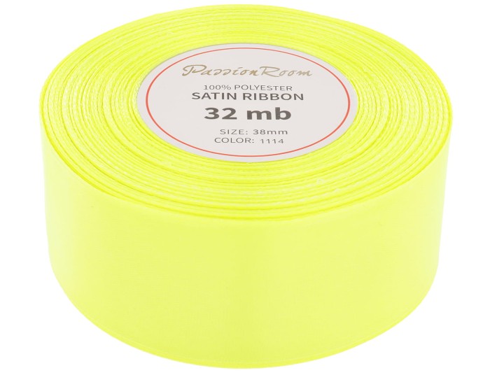 Wstążka satynowa 38mm 32mb neonowa limonkowa