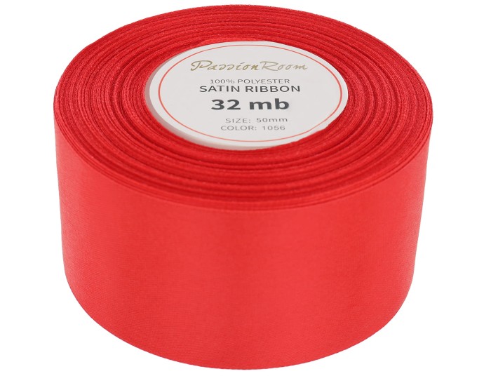 Wstążka satynowa 50mm 32mb czerwona