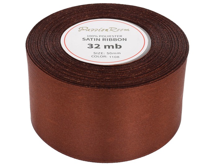 Wstążka satynowa 50mm 32mb brązowa
