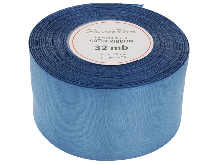 Wstążka satynowa 50mm 32mb niebieska dżinsowa