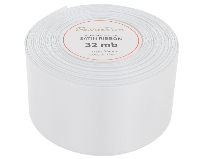 Wstążka satynowa 50mm 32mb srebrna