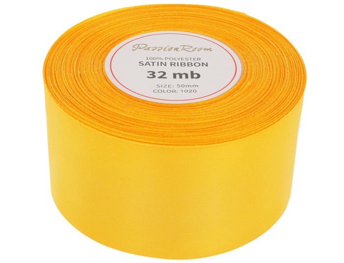 Wstążka satynowa 50mm 32mb ciemnożółta