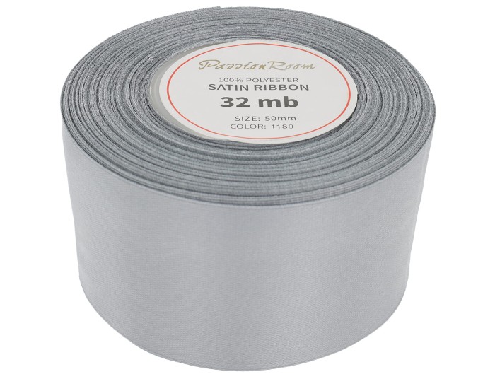 Wstążka satynowa 50mm 32mb szara