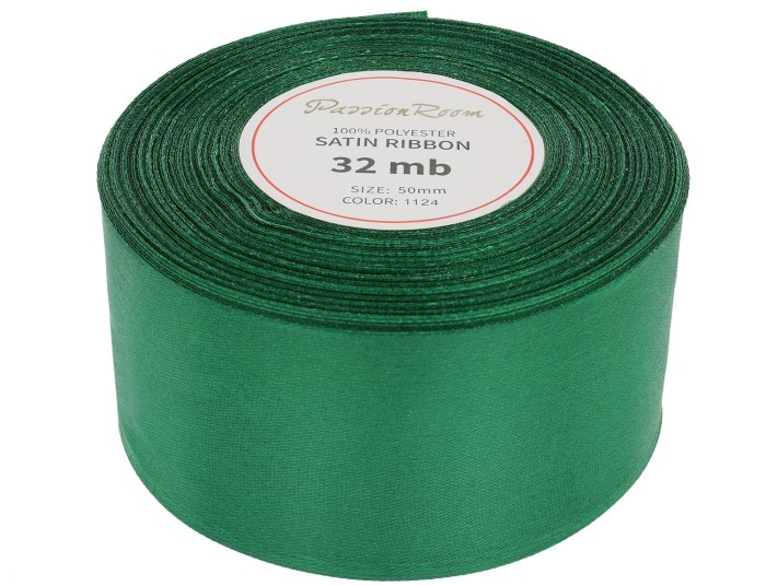 Wstążka satynowa 50mm 32mb ciemna zielona