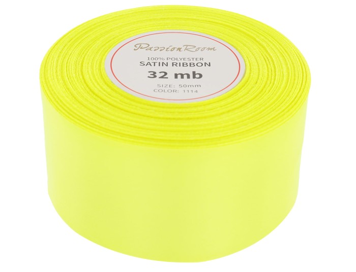 Wstążka satynowa 50mm 32mb neonowa limonkowa