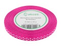 Wstążka satynowa w kropki 6mm 22mb fuksja