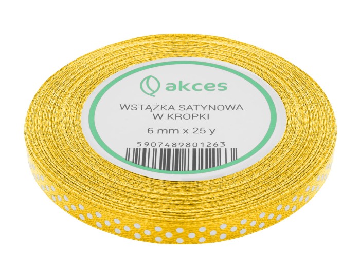 Wstążka w kropki 6mm ciemnożółta