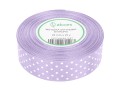 [8k25010] Wstążka satynowa w kropki 25mm lawendowa jasna