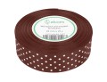 Wstążka satynowa w kropki 25mm brązowa