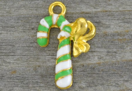 [ś07125] Zawieszka laska świąteczna zielone paski