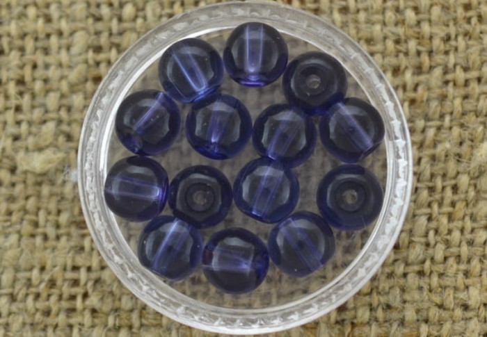 71233 Koralik szklany perełka gładka transparentna 6mm granatowa 20szt