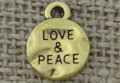 Zawieszka mała moneta "LOVE &amp; PEACE" kolor złota 2szt
