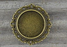 10209 Ozdobna baza broszki w kolorze brązu na kaboszon 21mm