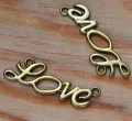 Łącznik ozdobny z napisem "LOVE" brąz