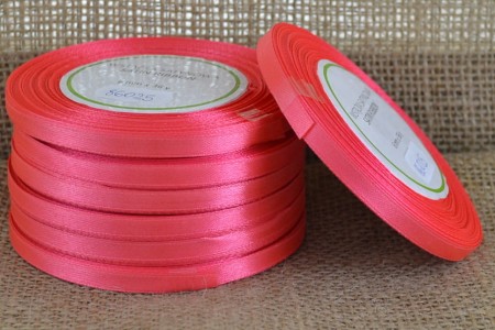 [86025] Wstążka satynowa 6mm 32mb koralowa
