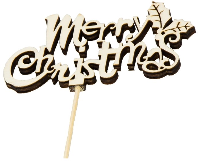 [000012] Dekoracja drewniana na piku Merry Christmas