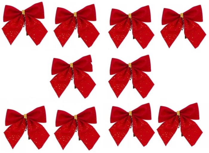 [680189] Kokardki czerwone welurowe 10szt