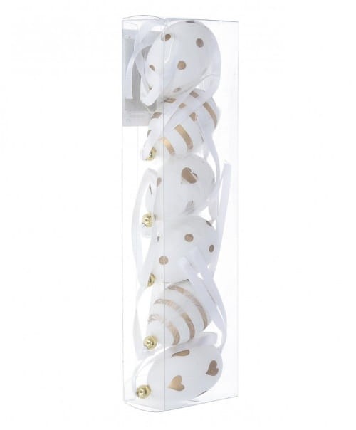 [w0317] Jajka dekoracyjne białe z zawieszkami 6cm 6szt