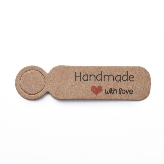 [07154] Metki papierowe podłużne handmade with love 4szt
